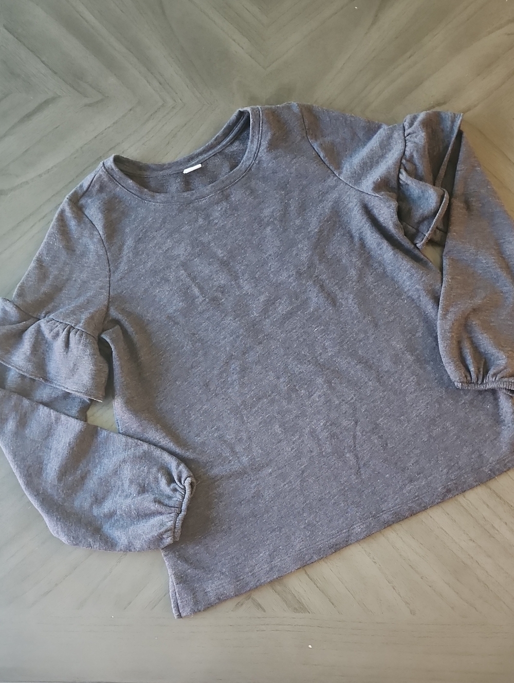 Old Navy Heather Gray Ruffle Sleeve Long Sleeve Sweatshirt Women's Size S